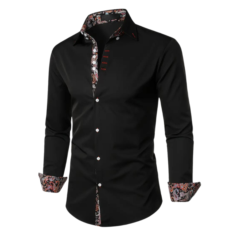 Men's elegant party shirt paired with a tie and jacket, showcasing its formal wear versatility & slim fit style.