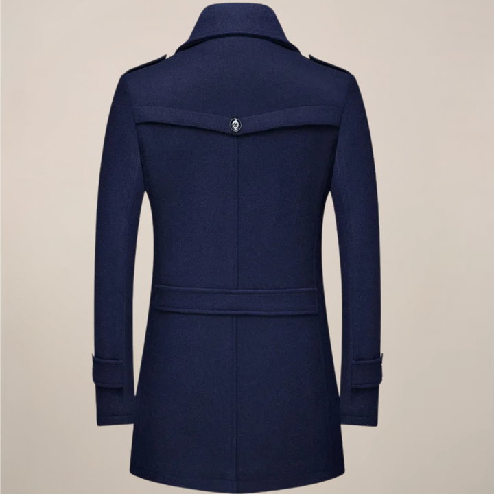 Stylish men's long trench coat, perfect formal wear or business casual outerwear for elegant winter fashion.