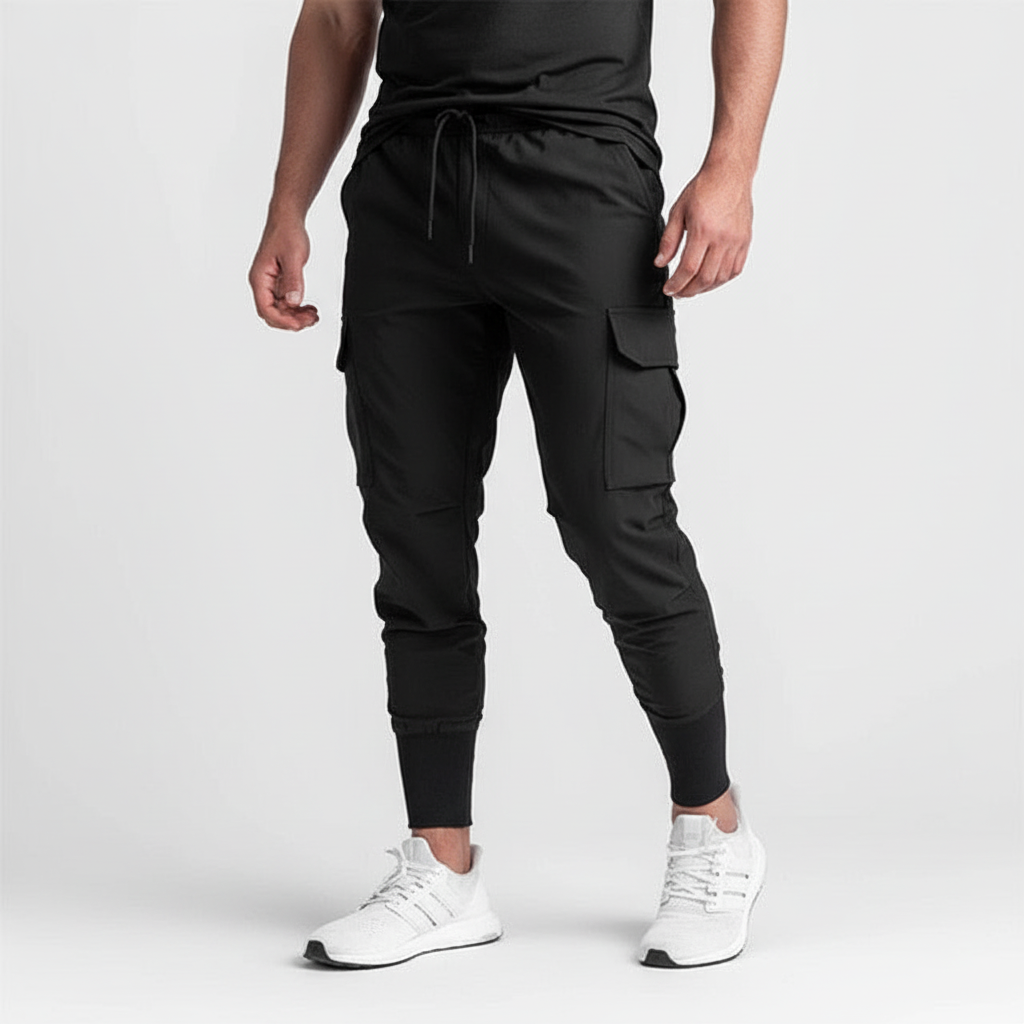Urban style men's jogger pants. Flexible fit, multi-pocket design, and comfortable stretch for active days.