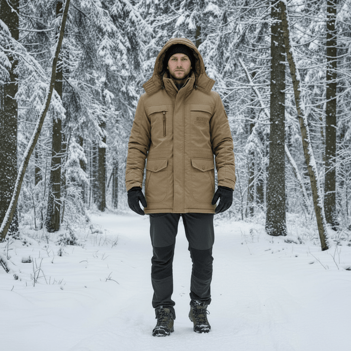 Men's FrostGuard padded winter parka for extreme cold. Warm, insulated, and windproof for ultimate protection.