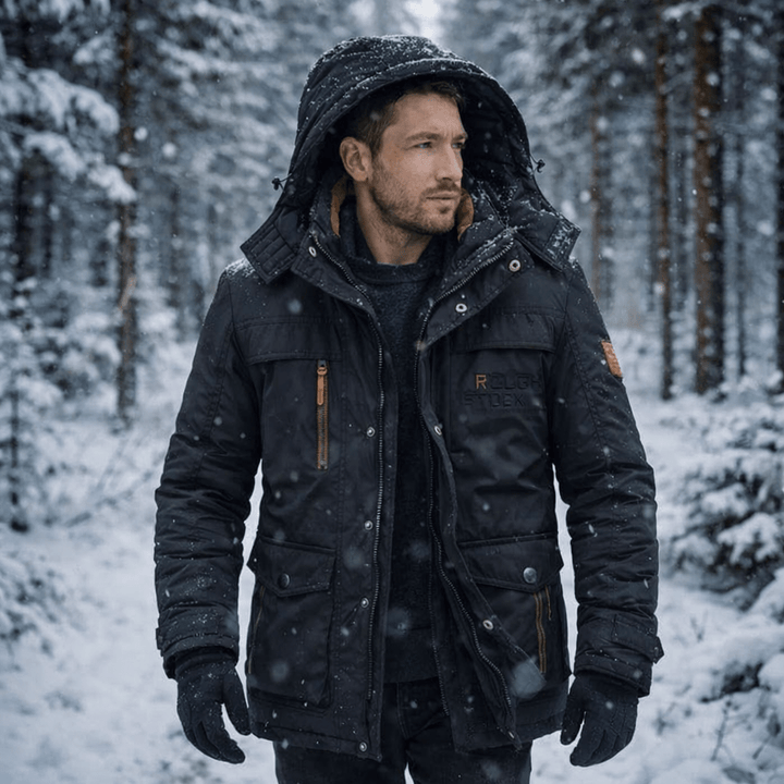 Heavy-duty men's outdoor winter parka. FrostGuard padded jacket provides extreme cold weather insulation & warmth.