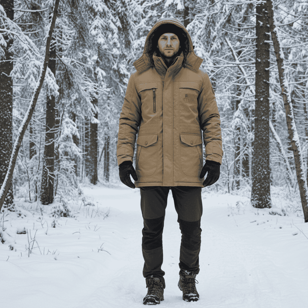 Men's FrostGuard parka with superior padding. Insulated winter coat designed for extreme cold and harsh conditions.
