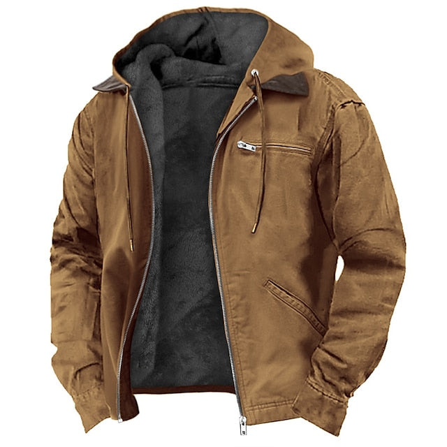 Men's full-zip hooded jacket for transitional weather. Lightweight outdoor outerwear, perfect for layering & casual wear.