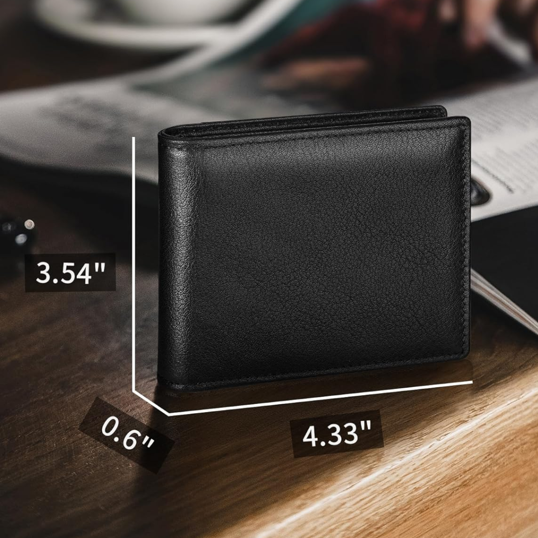 Everyday genuine leather card holder and bifold wallet, RFID protected.