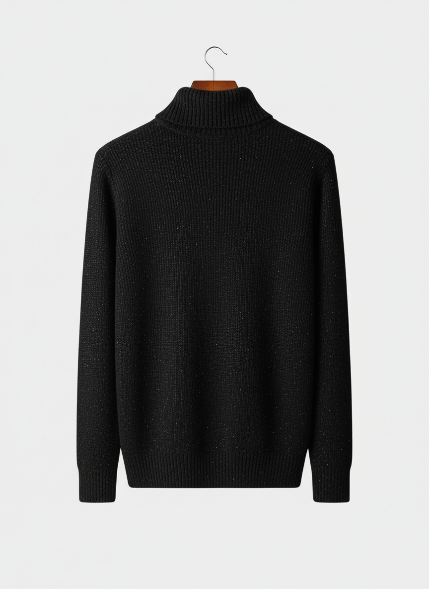 Stylish men's half zip cable knit sweater. Versatile long-sleeve knitwear with a classic fold collar for year-round fashion.
