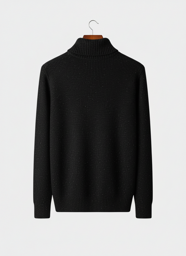 Stylish men's half zip cable knit sweater. Versatile long-sleeve knitwear with a classic fold collar for year-round fashion.