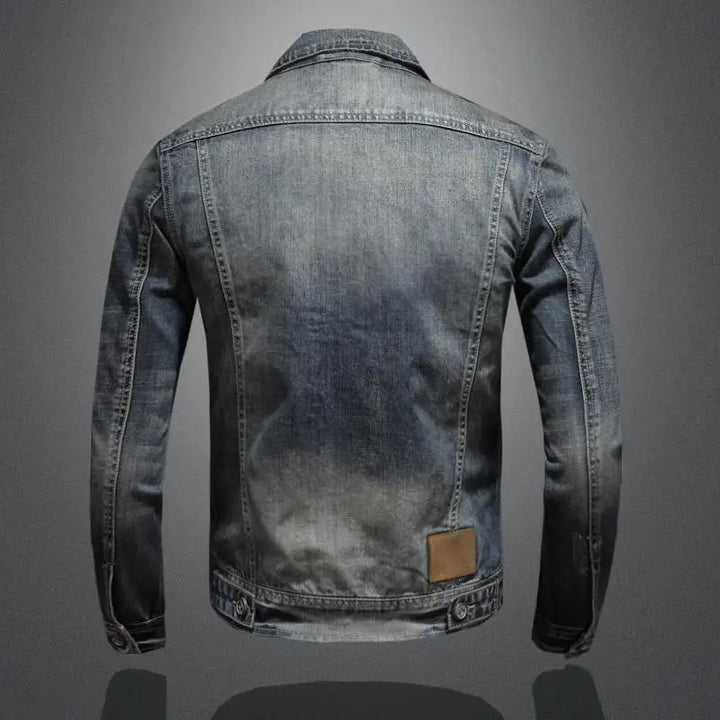 Men's casual retro gray jacket, perfect for fall & spring. Features a vintage style & button-front design.