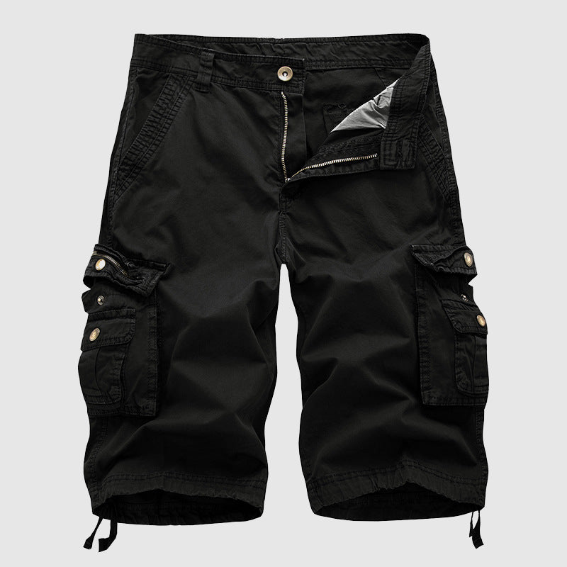 Men's utility cargo shorts showcasing multiple functional pockets, perfect for spring fashion & outdoor adventures.