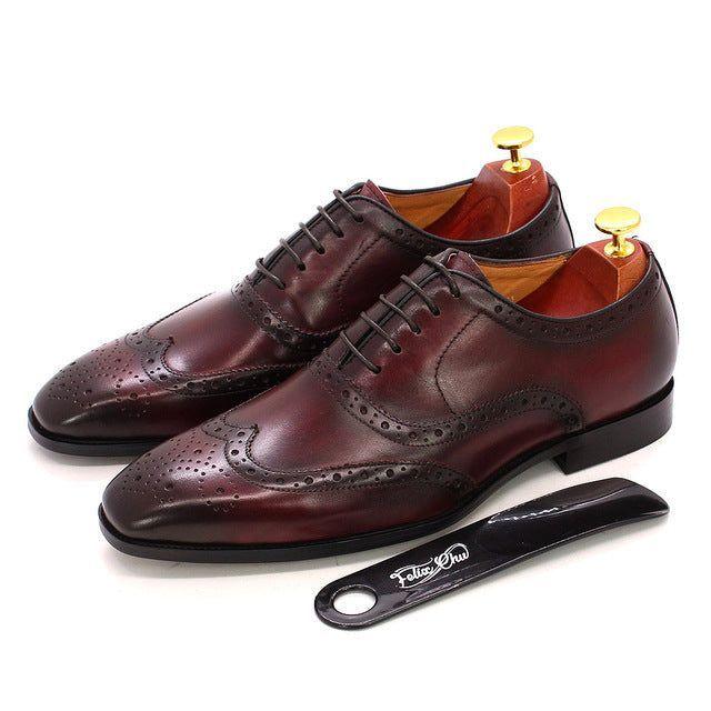 Durable & fashionable men's handcrafted wingtip Oxford dress shoes, suitable for all formal wear.
