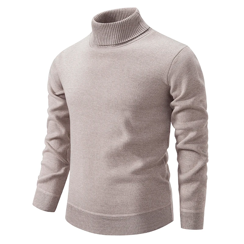 Comfortable men's long-sleeve high-neck sweater, ideal for winter layering & warmth.
