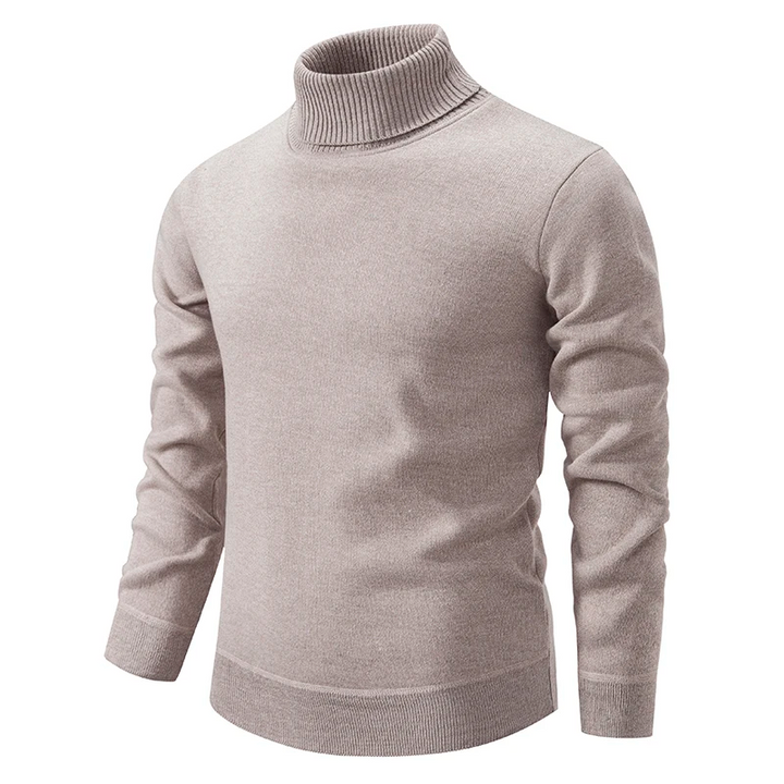 Comfortable men's long-sleeve high-neck sweater, ideal for winter layering & warmth.