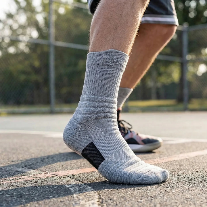 Men's high-tube compression sports socks, 3 pairs for athletic performance & muscle support.