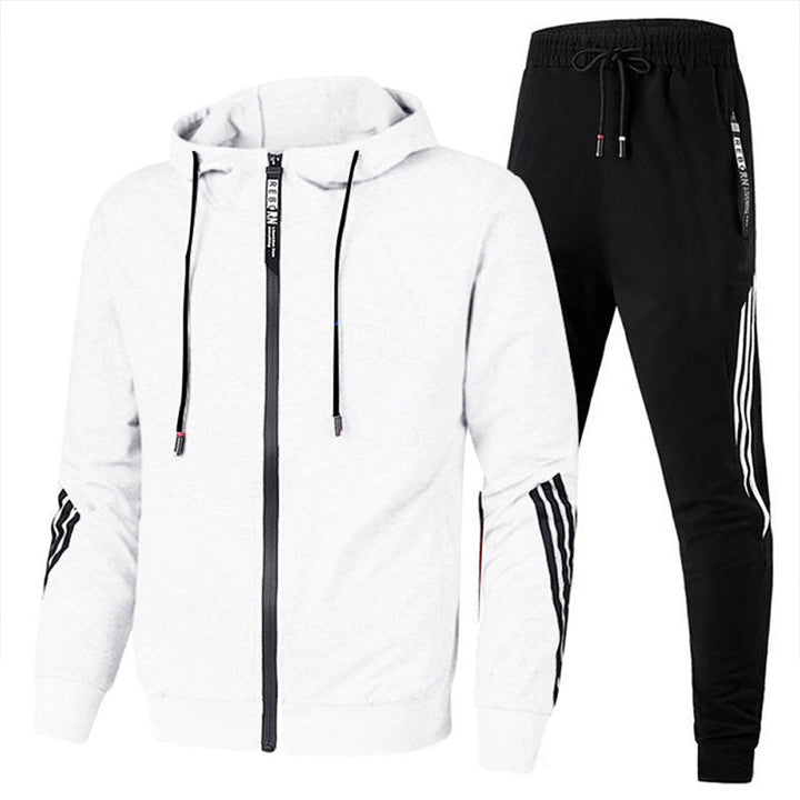 Men's hooded tracksuit jogger set. Comfortable two-piece athletic wear for casual outfits, sports, and lounge.