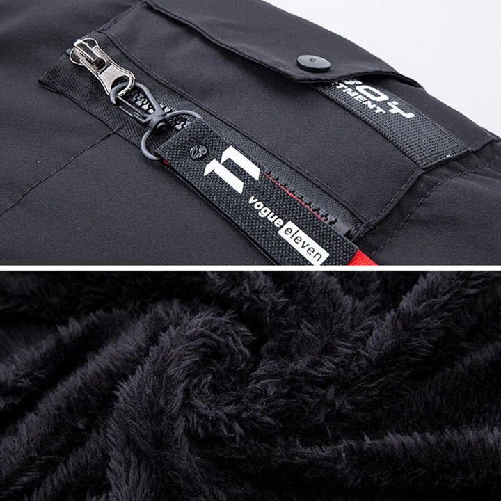 Stylish men's insulated winter parka with hood, offering superior warmth & protection in cold weather.