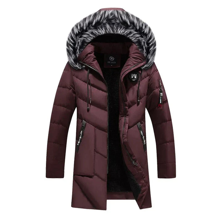 Men's ultimate warmth hooded winter parka, insulated for rugged cold weather and outdoor adventures.