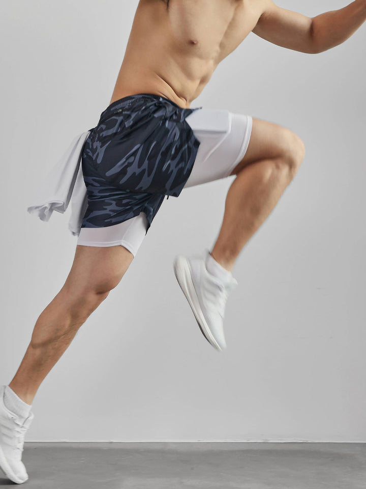 Comfortable men's activewear shorts. Kinetic Mesh design for fitness, sport, & leisure.