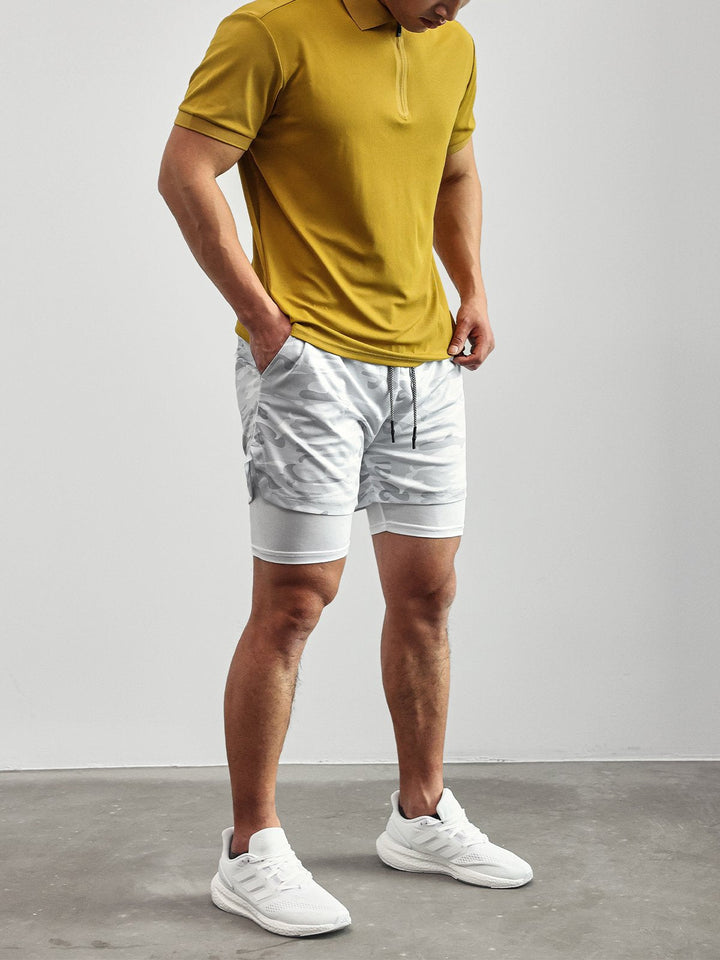 Front view: Men's Kinetic Mesh training shorts. Shows lightweight design, ideal for movement.