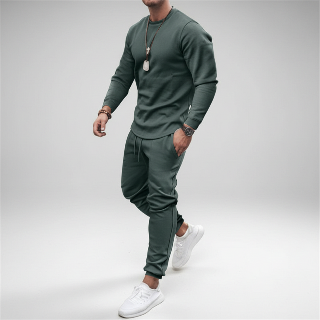 Versatile men's performance tracksuit for training, active comfort, or stylish casual wear. Complete athletic outfit.