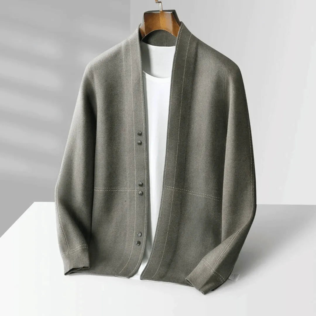 Men's knit cardigan for smart casual wear, featuring a button front. Ideal for stylish layering.