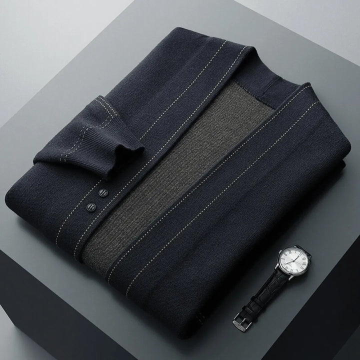 Essential men's knit cardigan, offering comfort and timeless style for smart casual and everyday looks.