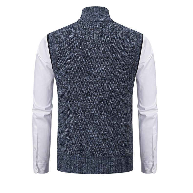 Versatile men's knit mock neck gilet sweater vest for sophisticated layering in business casual and everyday wear.