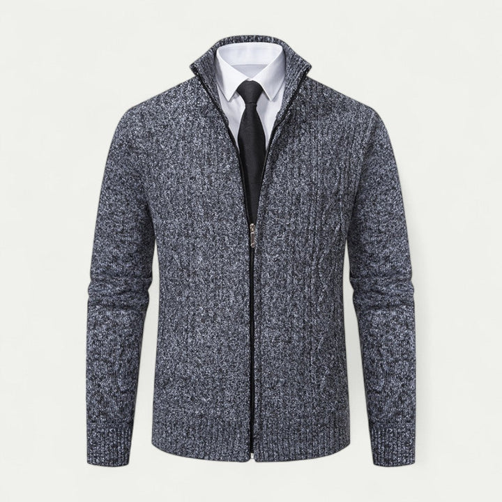 Versatile men's zip cardigan, perfect for business casual outfits & stylish everyday wear.