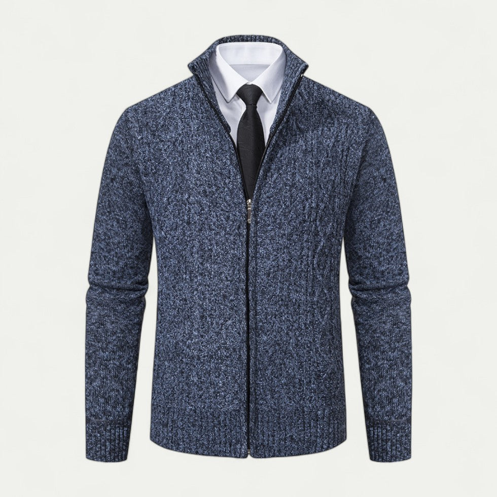 Men's fashion zip cardigan, ideal for a versatile layered look & smart casual everyday style.