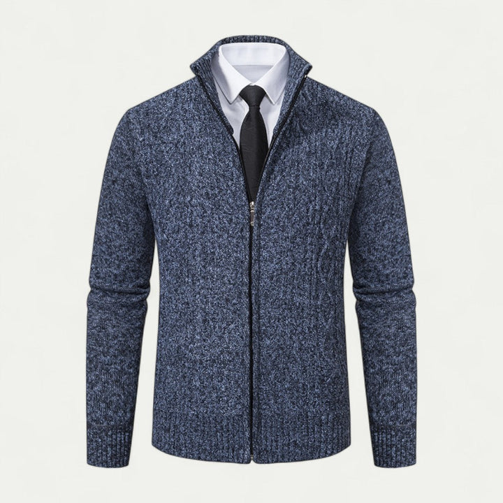 Men's fashion zip cardigan, ideal for a versatile layered look & smart casual everyday style.