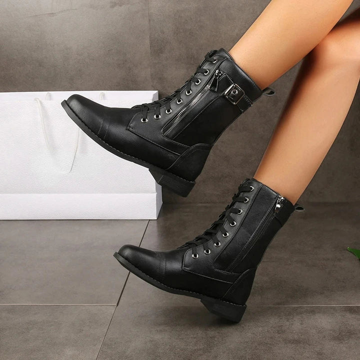 Versatile men's lace-up boots with zipper, durable sole. Perfect for casual, formal, and everyday men's fashion.