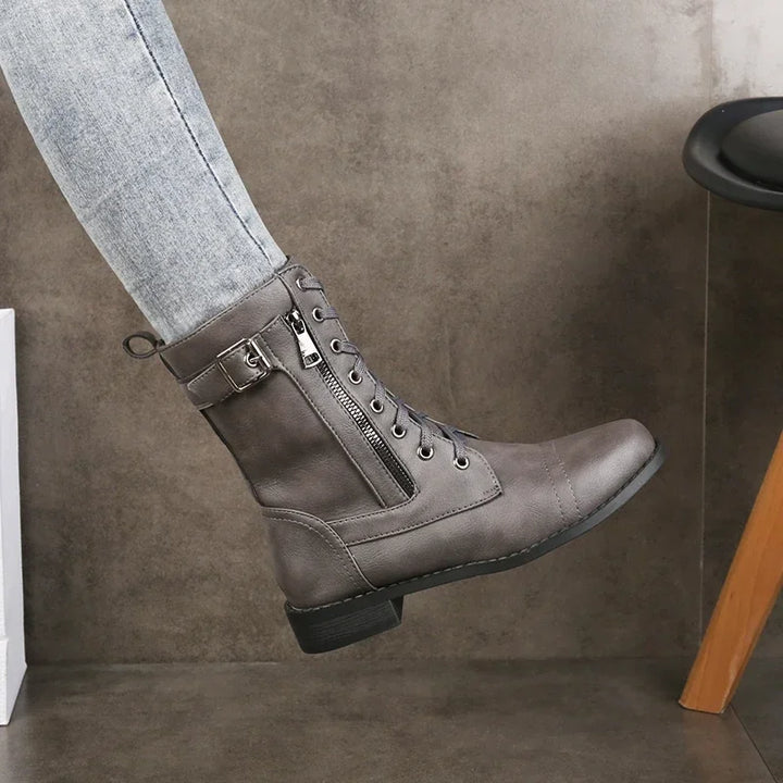 Classic men's lace-up ankle boots with zipper and durable sole, suitable for both casual and formal outfits.
