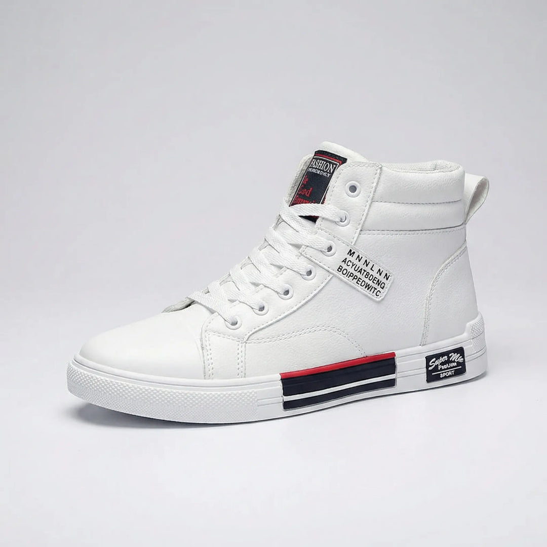 Black men's high-top lace-up sneakers, 'Tommie' style, perfect for casual street fashion & comfort.