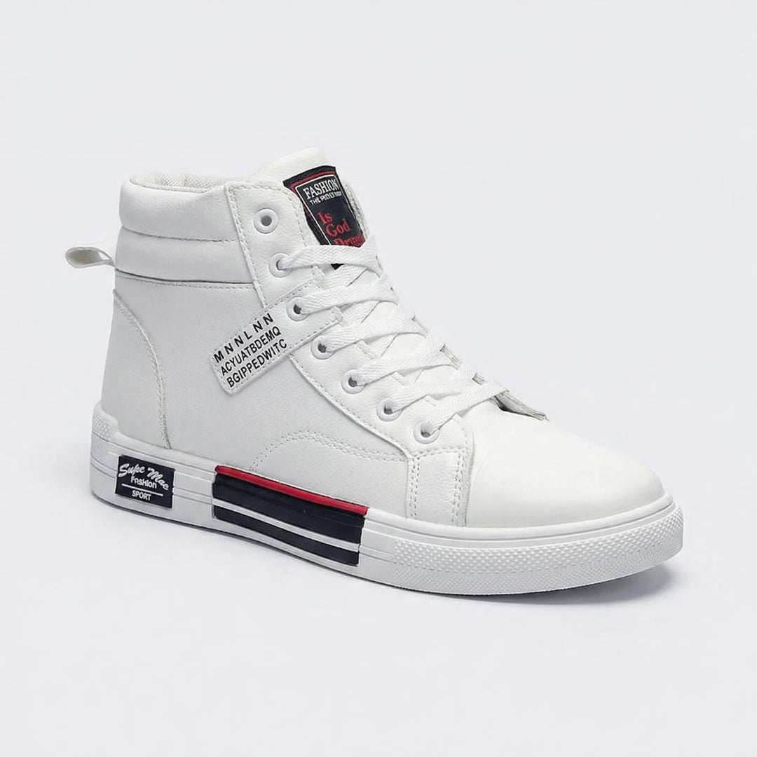 Comfortable men's 'Tommie' high-top lace-up sneakers in white, great for everyday casual wear.