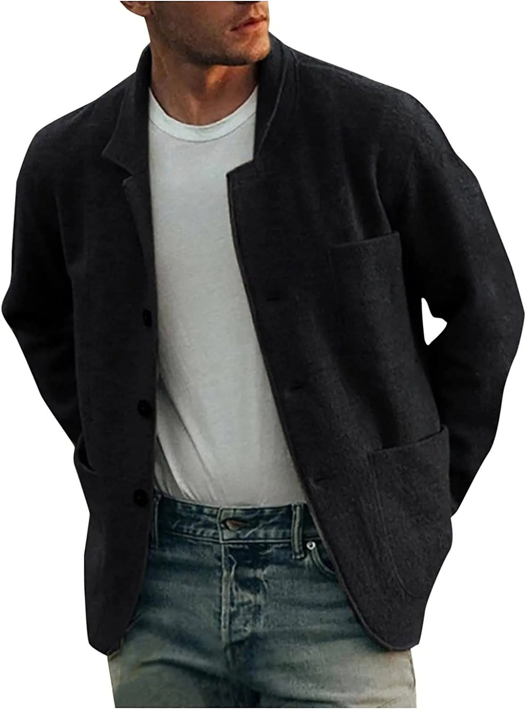 Men's fashion blazer, lightly structured, versatile for smart casual & travel, modern look.