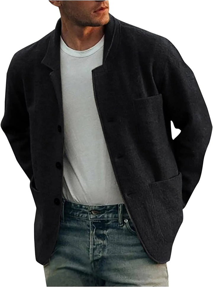 Men's fashion blazer, lightly structured, versatile for smart casual & travel, modern look.