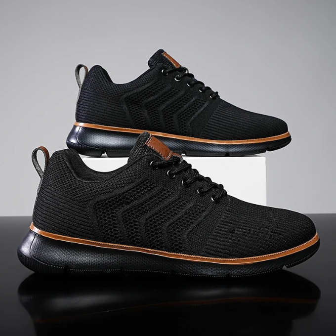 Breathable Airmesh material on men's comfortable Stride sneakers, essential for lightweight daily footwear.