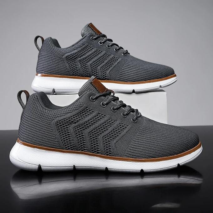 Men's athletic Stride sneakers in motion, showcasing lightweight design & comfortable fit for active lifestyles.