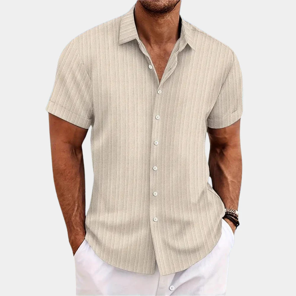 Classic men's short sleeve shirt, lightweight and breathable, great for men's fashion & comfort.