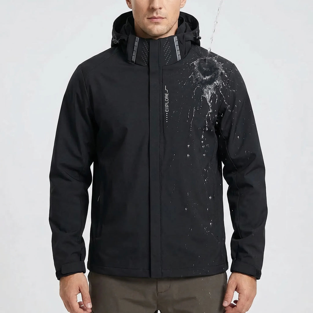 Lightweight & water repellent men's hooded windbreaker jacket, perfect for active men.