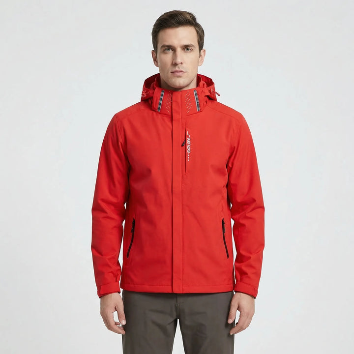 Durable men's lightweight hooded windbreaker jacket, ideal softshell for outdoor adventures.