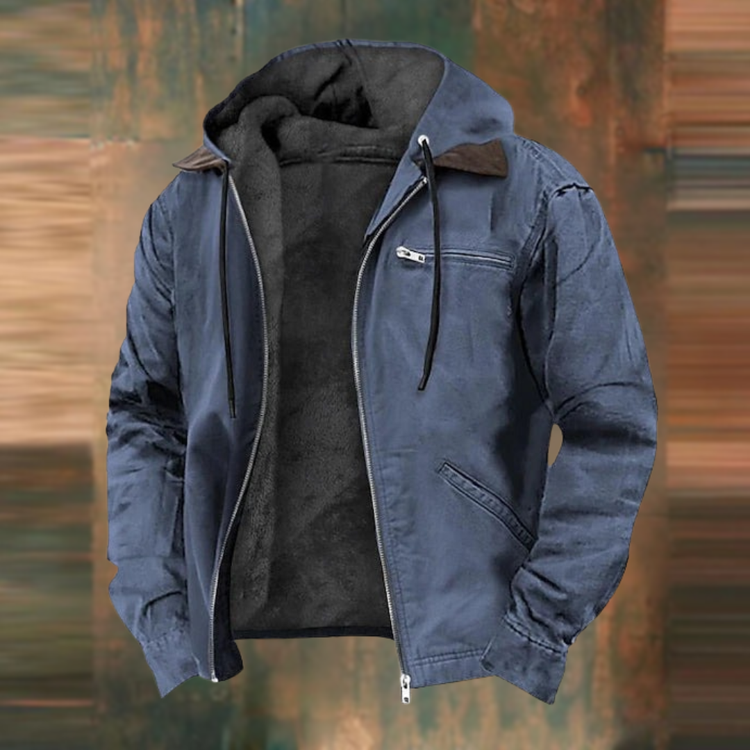 Stylish men's urban lightweight jacket, perfect outerwear for everyday. Features a functional hood & full zip closure.