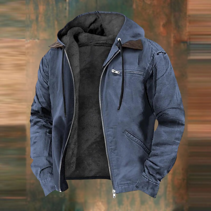 Stylish men's urban lightweight jacket, perfect outerwear for everyday. Features a functional hood & full zip closure.