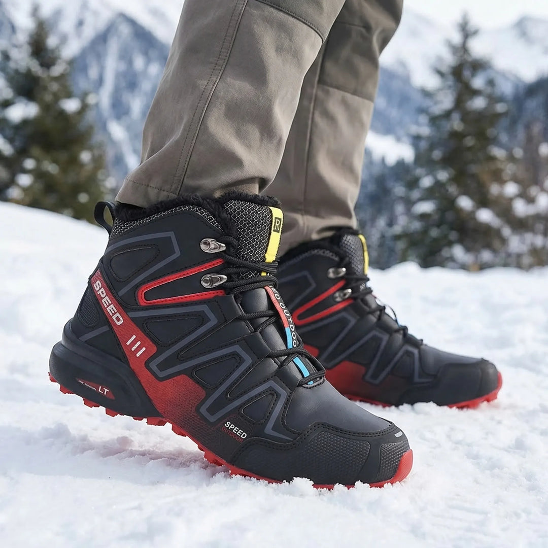 Men's lightweight insulated winter hiking boots, ideal for cold weather outdoor treks and snow.