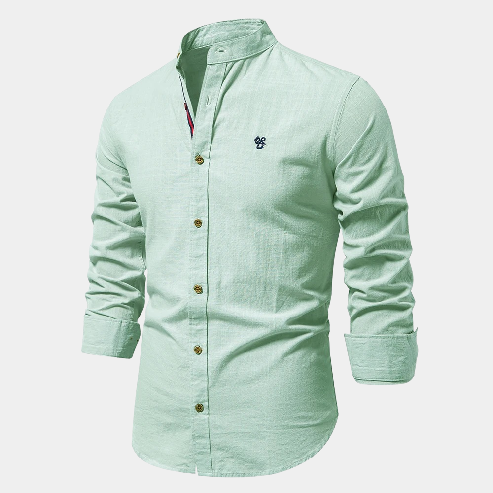 Breathable men's long-sleeve summer shirt, lightweight and comfortable for casual elegant style.
