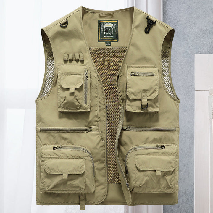 Men's versatile outdoor vest, multi-pocket, lightweight for hiking and travel.