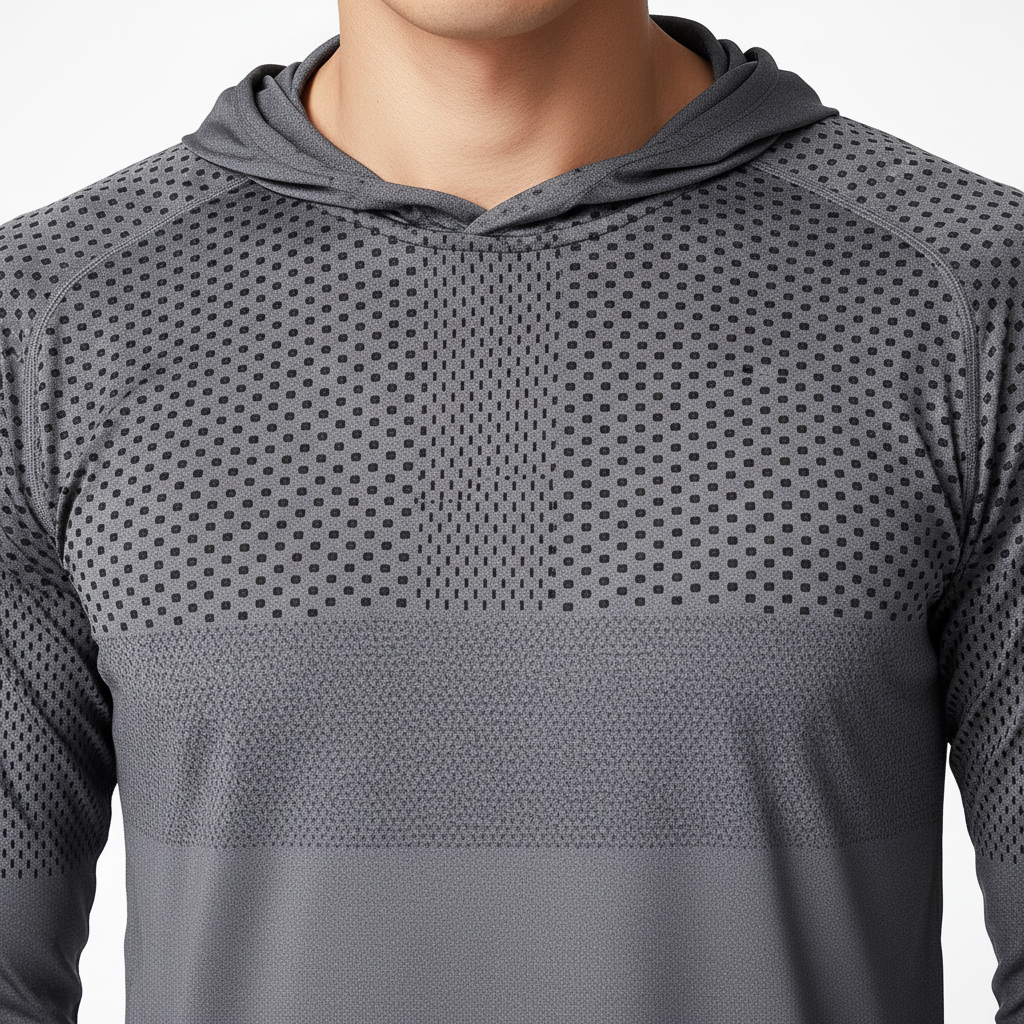 Lightweight & breathable men's performance hooded shirt. Quick-dry fabric for ultimate comfort during workouts.