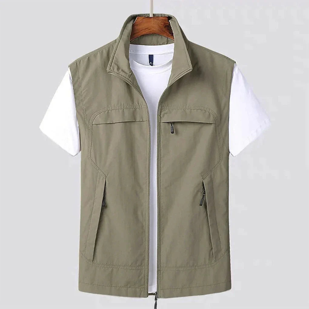 Stylish men's lightweight zip vest. Quick-dry & flexible, perfect for outdoor activities, travel, and layering.