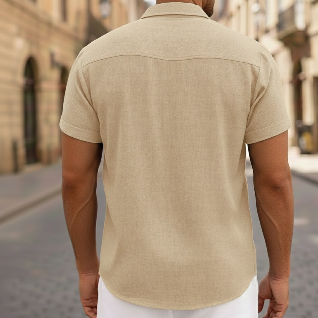 Men's casual lightweight short sleeve button polo. Perfect for summer fashion and versatile warm weather style.