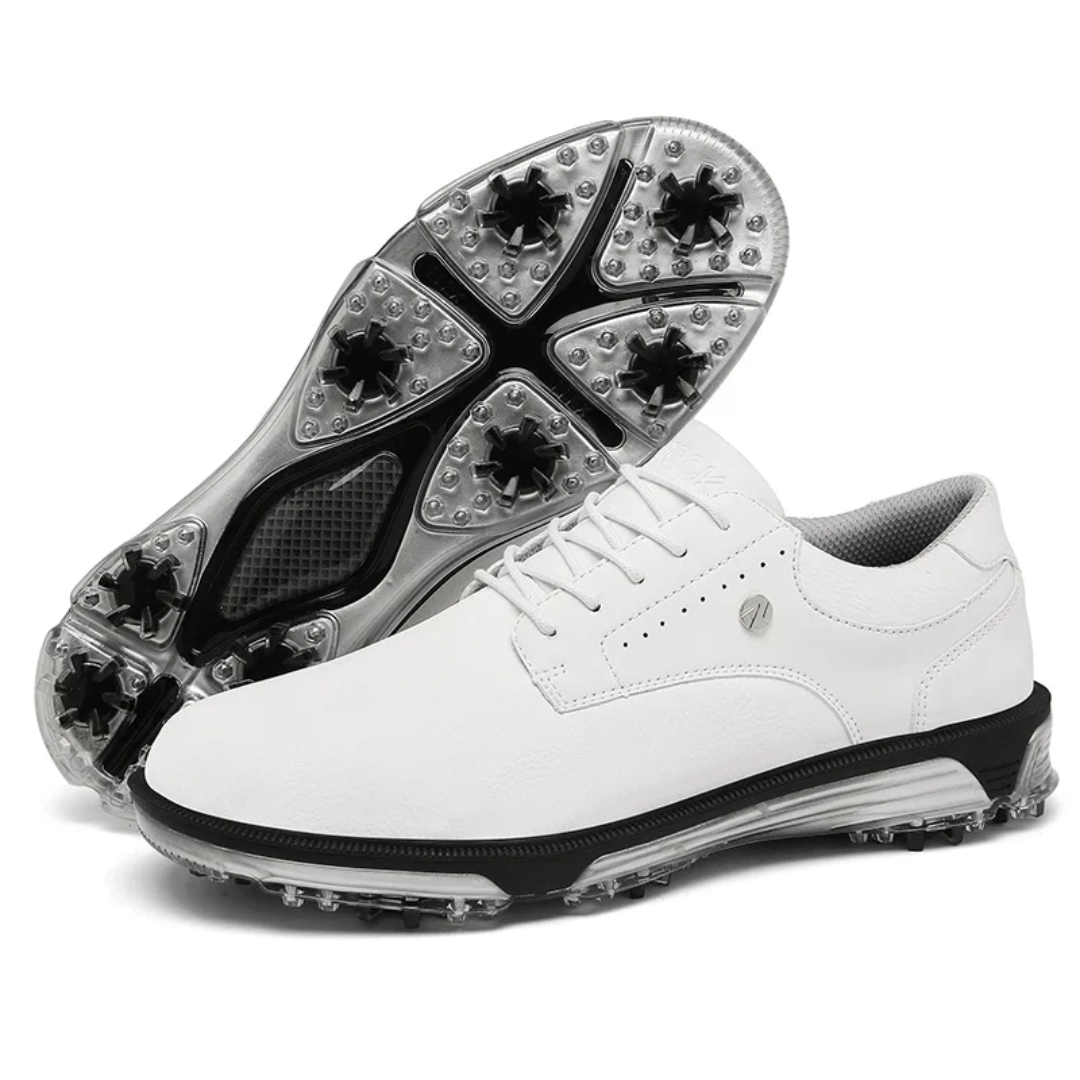 Waterproof men's performance golf shoes, designed for ultimate grip, comfort, and style on the green.