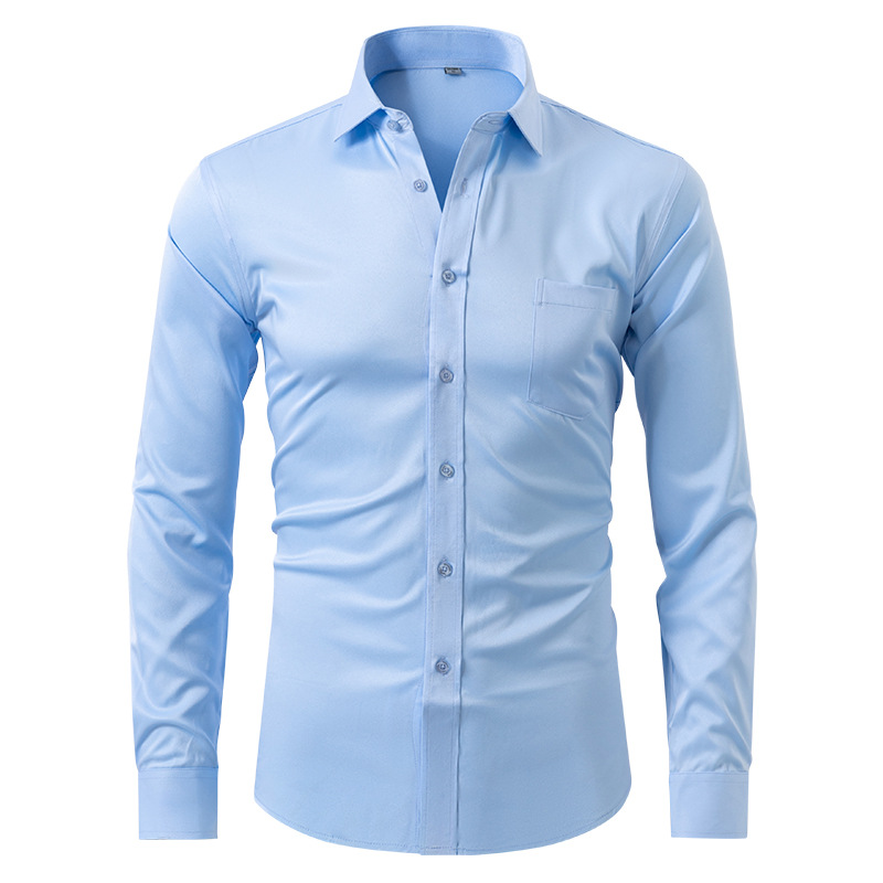 Modern men's long-sleeve dress shirt, sharp and professional for office and business fashion.