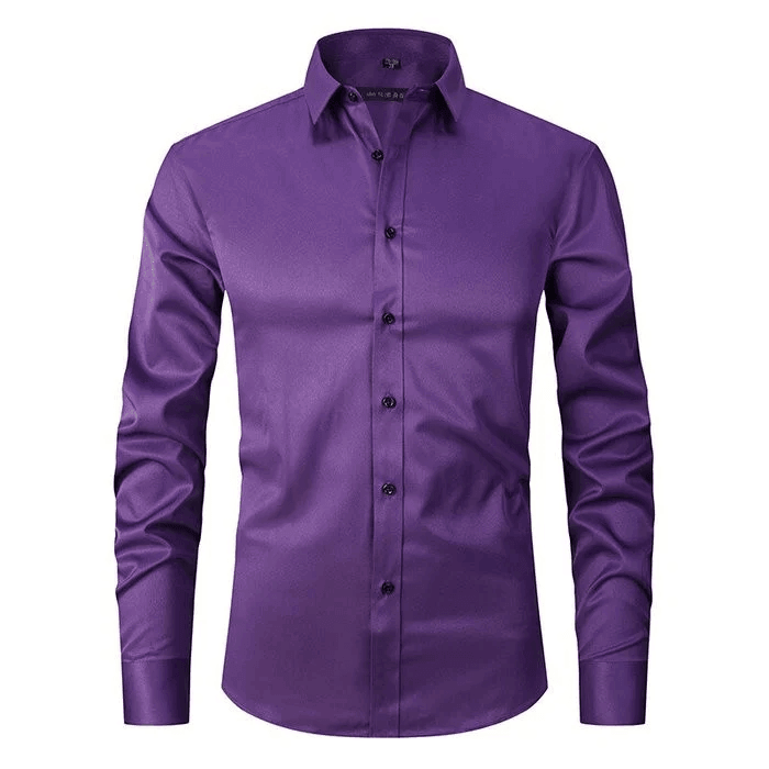Classic men's button-up long-sleeve work shirt, essential for professional office fashion.